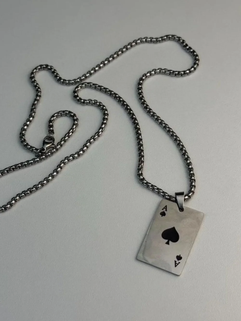 Silver Ace of‎ Spades Necklace